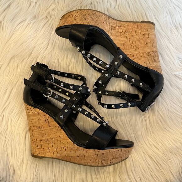 Marc Fisher Lorda Spike Leather Wedge Sandal - Picture 8 of 10